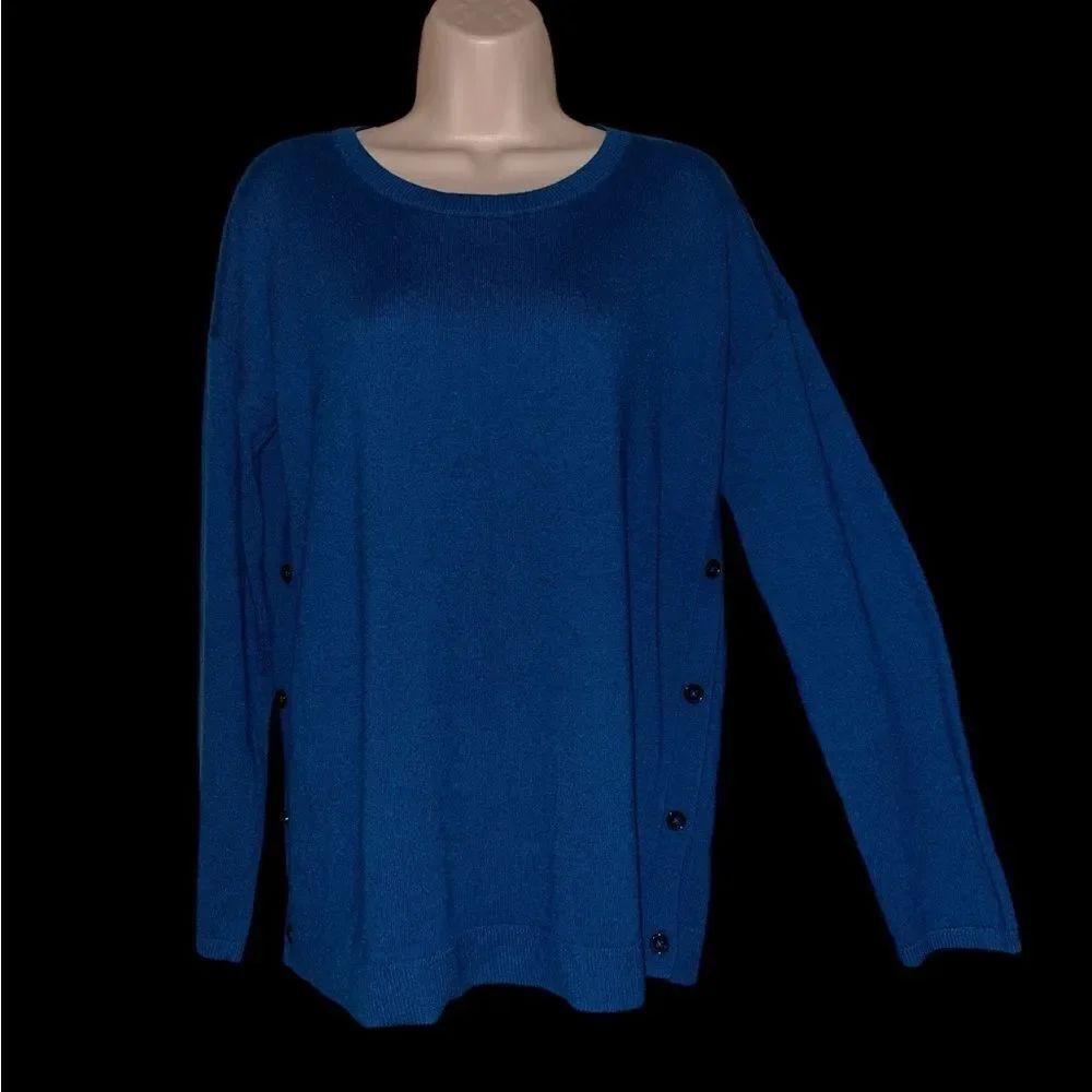 Talbots Vibrant Blue Knit Top 30% Lambswool Small